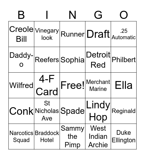 Malcom X  Bingo Card