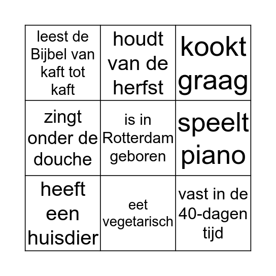 kennismakingsbingo Card