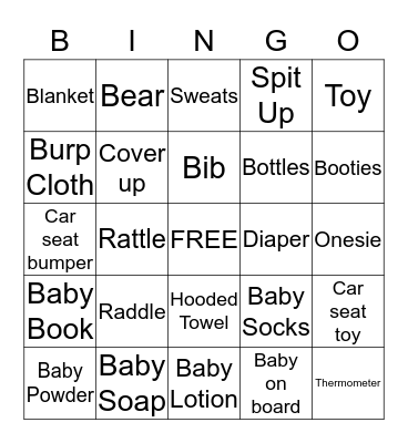 BABY SHOWER BINGO Card