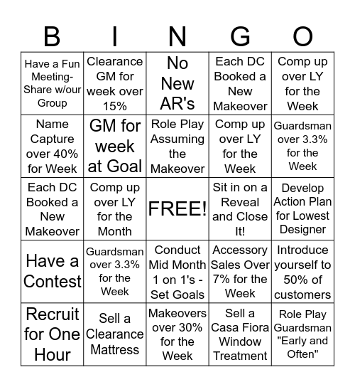 Bassett Bingo Card
