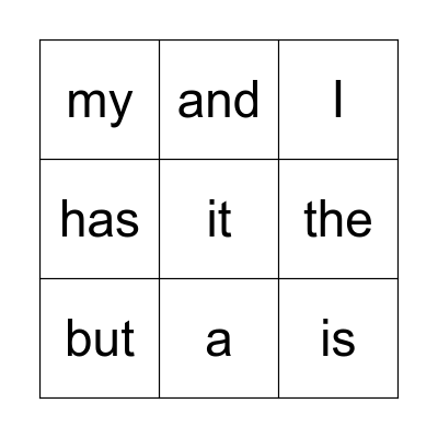 K SIGHT WORDS Bingo Card