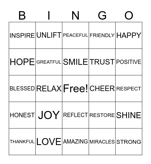 INSPIRATIONAL BINGO Card