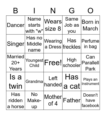 GET TO KNOW YOU BINGO  Bingo Card