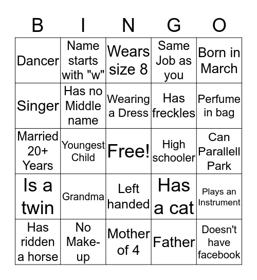 GET TO KNOW YOU BINGO  Bingo Card