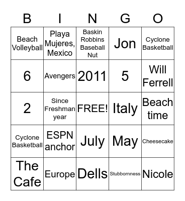 BRIDAL SHOWER Bingo Card