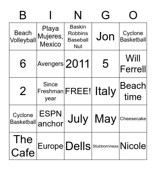 BRIDAL SHOWER Bingo Card