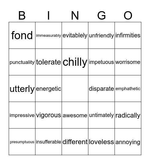 Death Do Us Part Bingo Card
