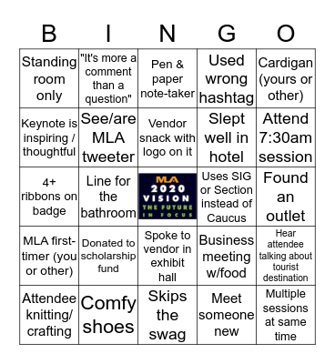 MLA'20 Bingo Card