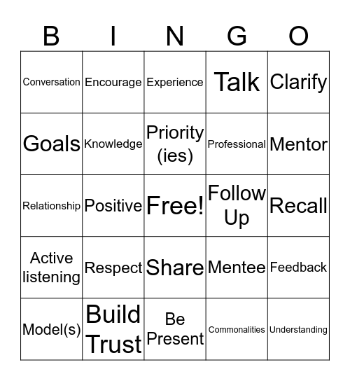 Peer Advisory Leader Orientation Bingo Card