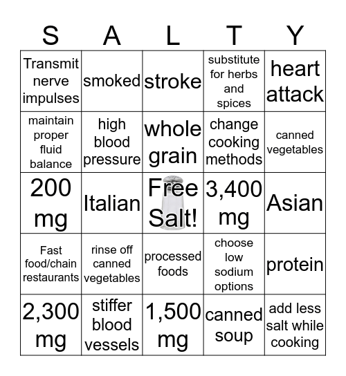 SALTY bingo Card