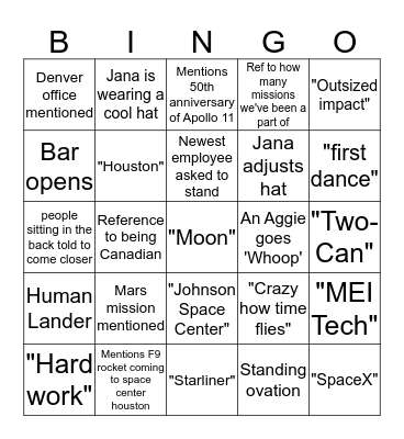 2020 SOTU Bingo Card