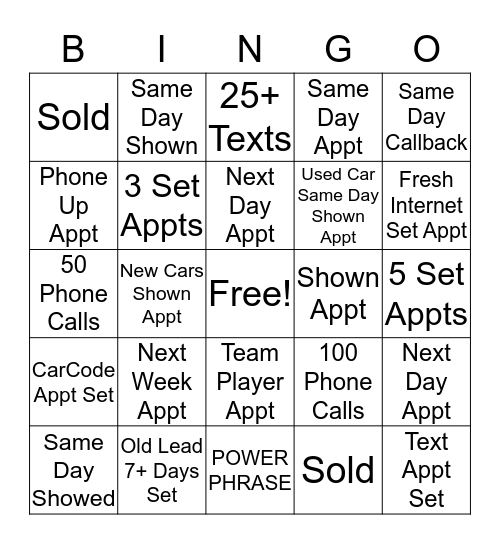 NEW BDC BINGO!! Bingo Card