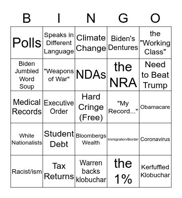 Democratic Fight Night Wilder vs Fury III Bingo Card