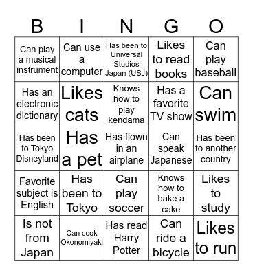 Find Someone Who... Bingo Card