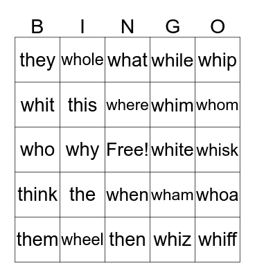 Letters & Sounds of the Alphabet Bingo Card