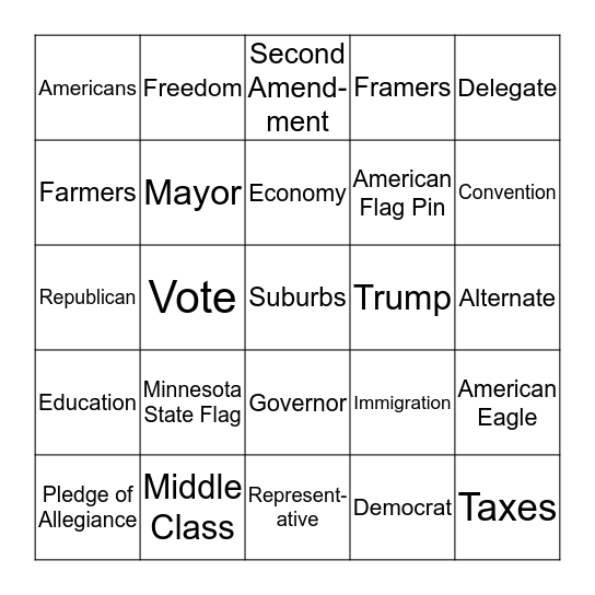 Caucus Bingo Card
