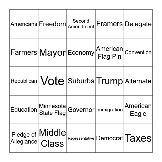 Caucus Bingo Card