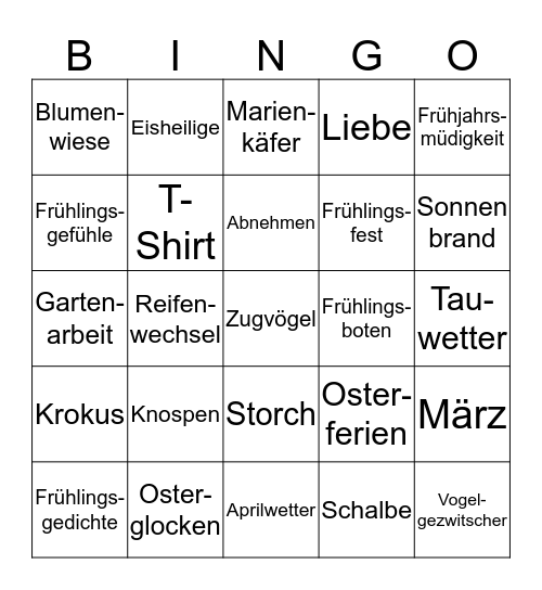 Frühlings-Bingo Card