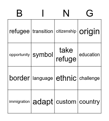 GR5 Unit1 Part1&2 REACH Bingo Card