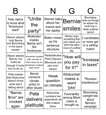 BERNIE 2020 Bingo Card