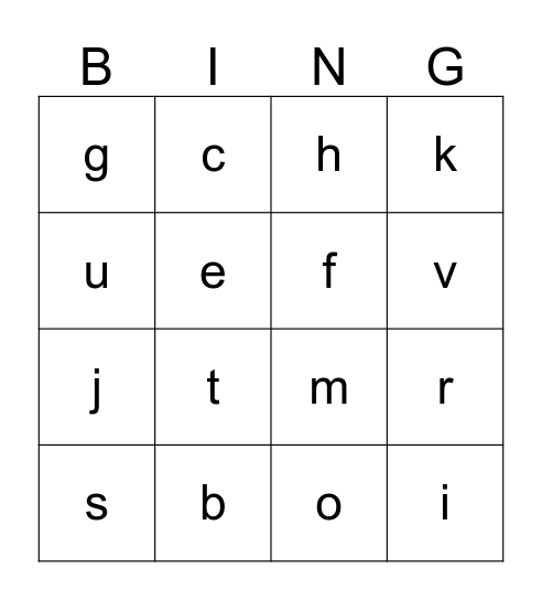 Alphabet Bingo Card