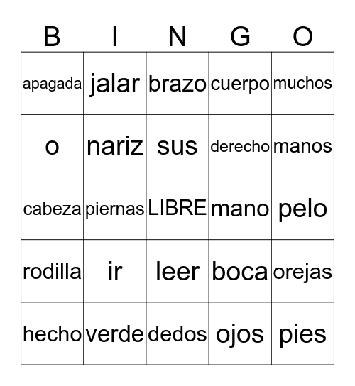 Palabras de uso frecuente Bingo Card
