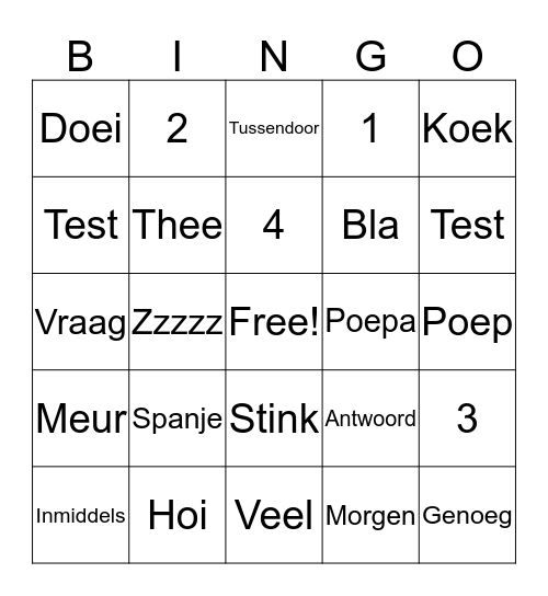 Woordpakket 13 groep 7 Bingo Card