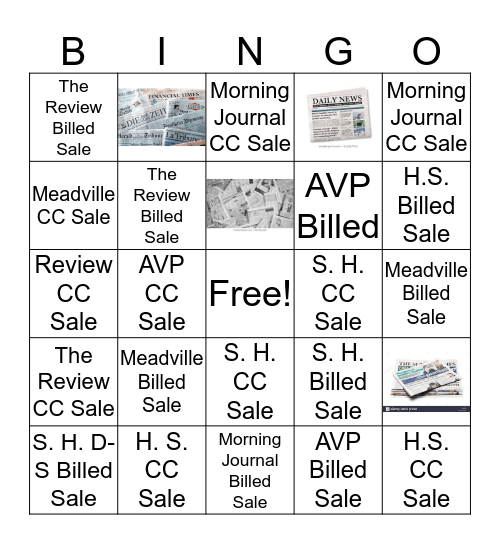 SBD Newspaper BINGO!!! Bingo Card