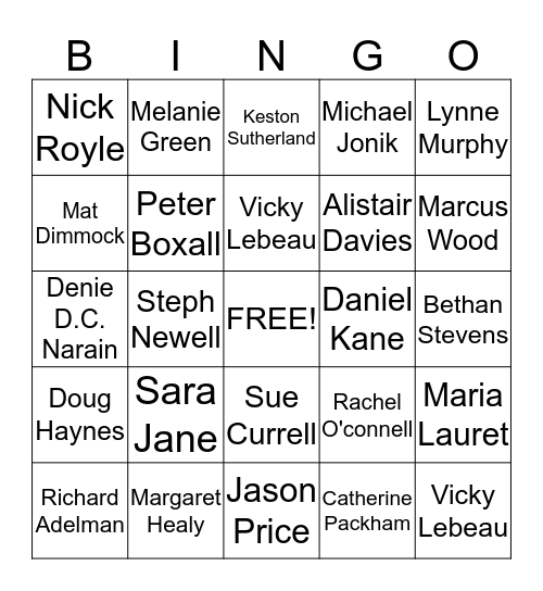 Faculty Summer Bingo Card