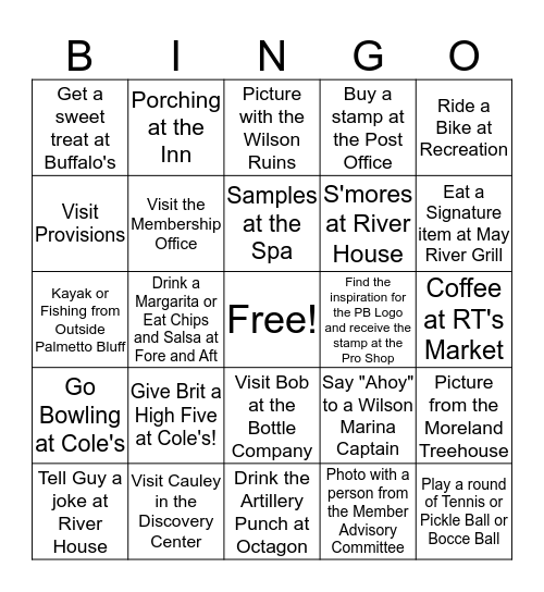 Adult Spring Break Bingo Card