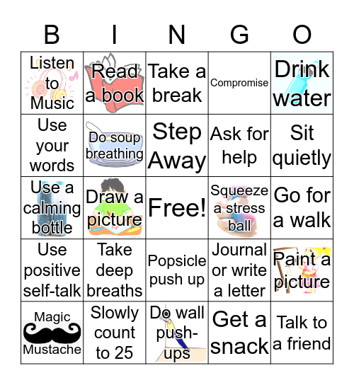 Cool Coping Skills Bingo Card