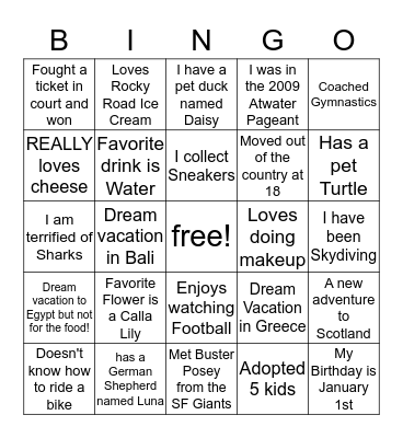 BALANCE BINGO Card