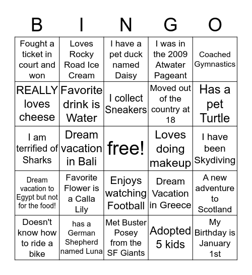 BALANCE BINGO Card