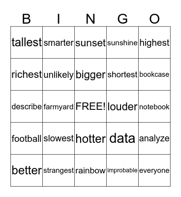 3RD GRADE Bingo Card