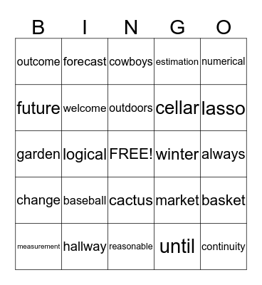 3RD GRADE Bingo Card