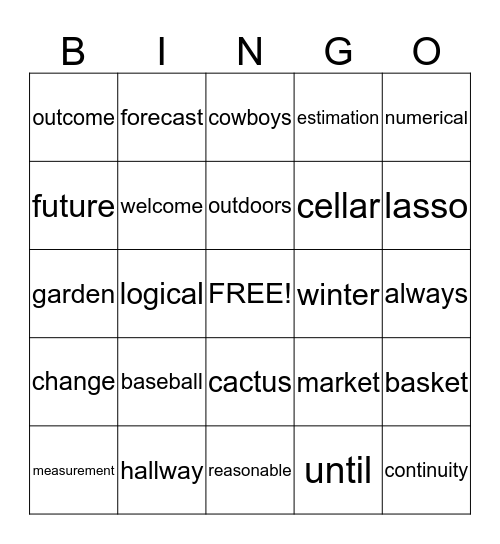 3RD GRADE Bingo Card