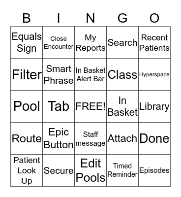 Hyperspace Basics Bingo Card