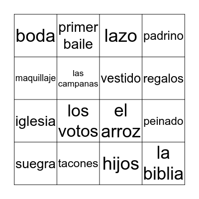 Bridal bingo Card