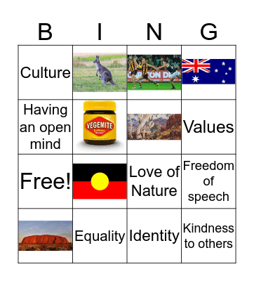 What does it mean to be Australian? Bingo Card