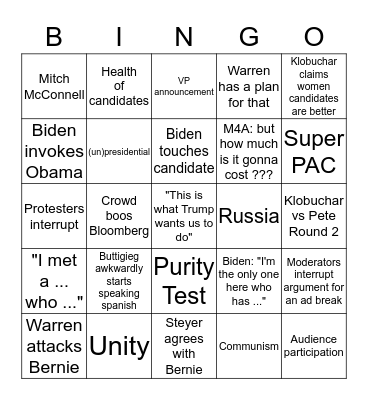sc debate bingo Card