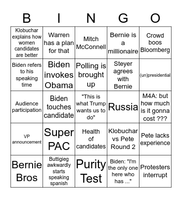 sc debate bingo Card