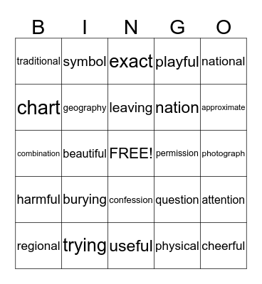 3RD GRADE Bingo Card