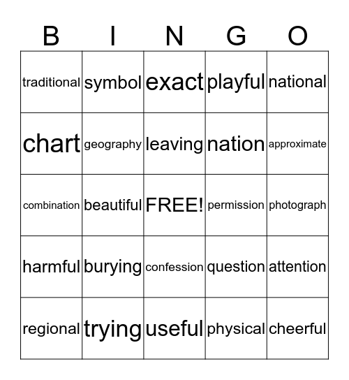 3RD GRADE Bingo Card