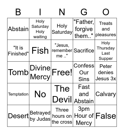 Lent Bingo Round 2 Bingo Card