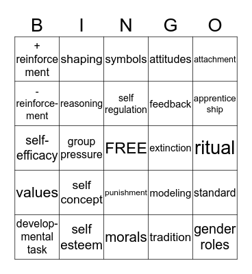 HD 4 Ecology of Socialization Bingo Card