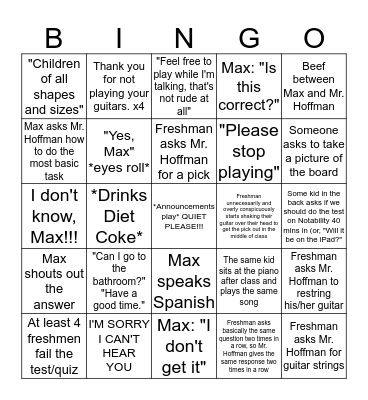 Guitar #1 Bingo Card