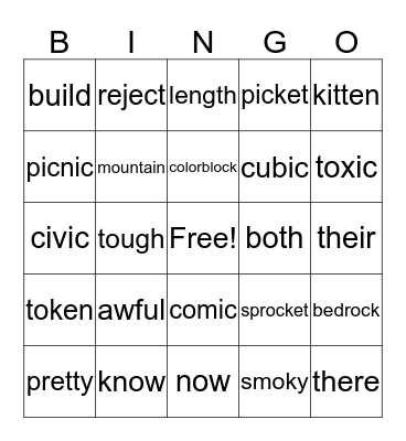 Barton Bingo Card
