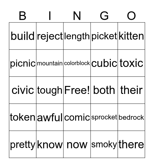 Barton Bingo Card