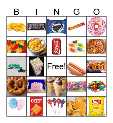 Junk Food Bingo Card