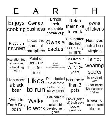 Earth Day 2020 Meet and Greet Bingo! Bingo Card